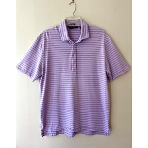 Polo Golf Ralph Lauren Sz L Purple Striped Casual Shirt Stretch Short Sleeve
